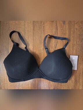 New Auden Womens Black 34C Luxe Stretch Plunge Bra